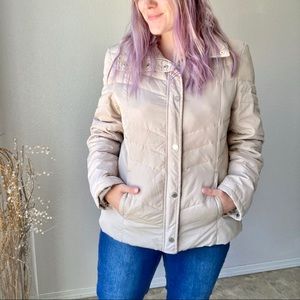 Kenneth Cole Reaction Down Feather Coat Cream Puffer Winter jacket